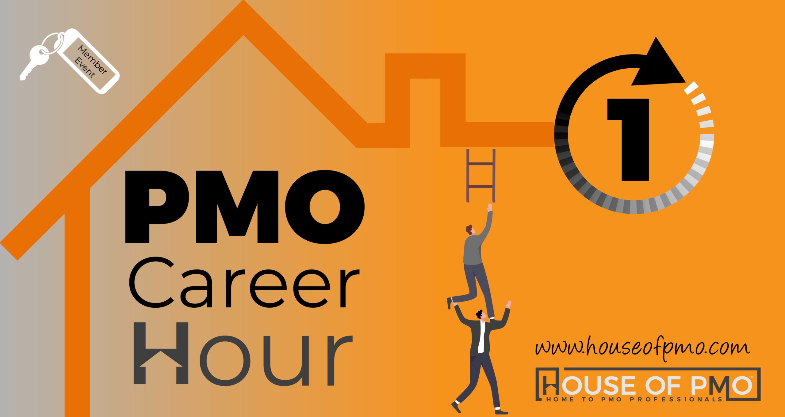 An image with people helping each other climb a ladder for the PMO Career Hour Event