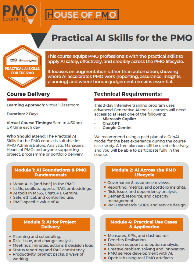 Practical AI Skills for the PMO - Course Outline